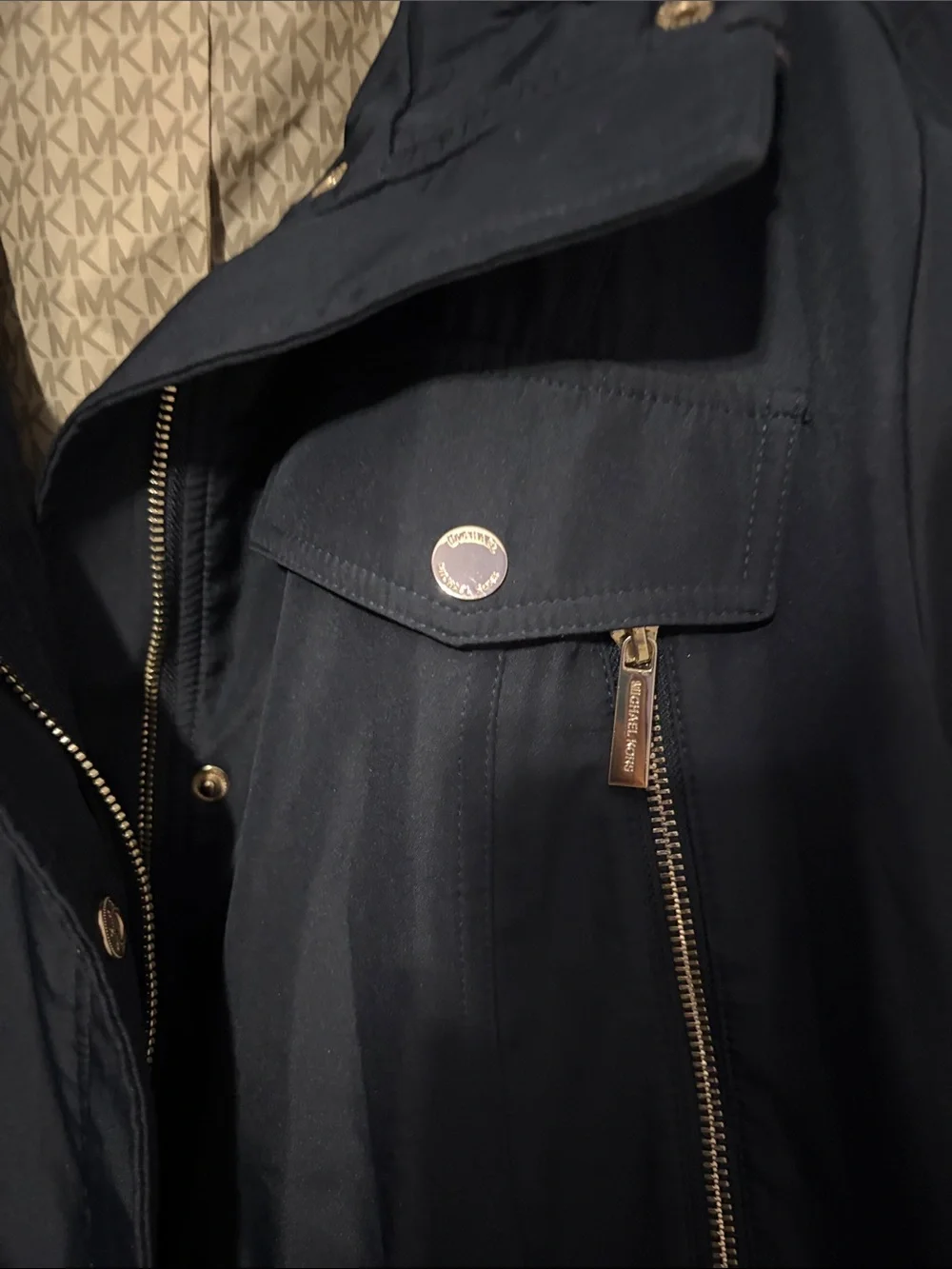 Michael Kors Black Utility Jacket with Gold-Tone Hardware